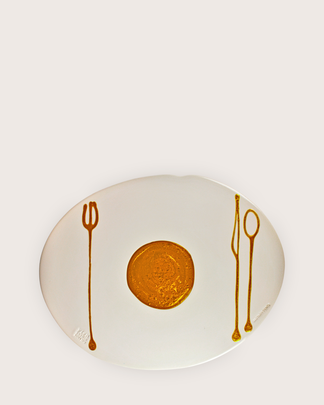 Set di 4 tovagliette Table-Mates bianche con decori oro – Gaetano Pesce per Fish Design