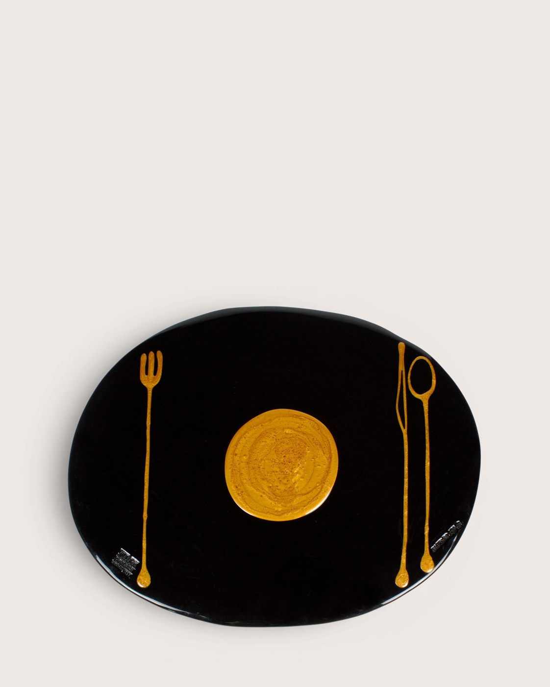 Set di 2 tovagliette Table-Mates nere con decori oro – Gaetano Pesce per Fish Design