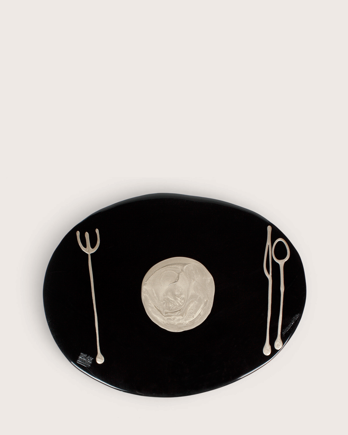 Set di 2 tovagliette Table-Mates nere con decori argento – Gaetano Pesce per Fish Design