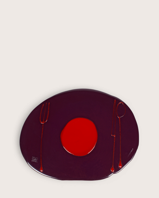 Tovaglietta Table-Mates viola con decori rossi – Gaetano Pesce per Fish Design